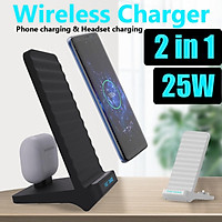 2 in 1 25W Wireless Charging Pad Quick Fast Charger Base Plate For iPhone11 Pro Max Galaxy S10 / Note10 etc