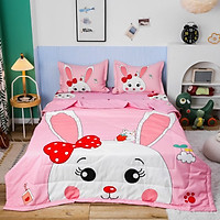 Bộ Drap - Chăn Hè Cotton Magic Thỏ Hồng