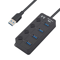 4 Port USB Hub 3.0 High Speed 5Gbps USB 3.0 Hub with Switch LED Multi USB Splitter Adapter for MacBook Pro Laptop PC