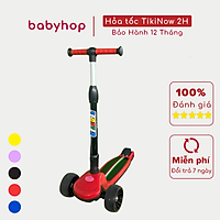 Xe trượt scooter Babyfast 3 bánh an toàn cho trẻ em của Babyhop chịu lực 90kg phù hợp cho cả bé trai và gái, bánh xe phát sáng vĩnh cửu, rèn luyện vận động, tăng chiều cao cho bé - Hàng chính hãng