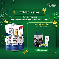 Lốc 6 lon bia Kronenbourg 1664 Blanc 330ml