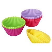 Muffin Pan - Reusable Silicone Cupcake Molds 10 Pack - Small Baking Cups Truffle Cake Pan Set Nonstick Random Color