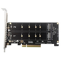 M.2 NVME to PCI-E X8 Adapter Card Expansion Card with Dual M.2 M-Key Interface Support 2230/2242/2260/2280/22110 M.2 SSD