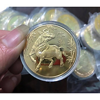 Đồng Xu con Trâu của Úc kỷ niệm 2021 màu vàng, tuổi Sửu sưu tầm - tặng kèm case nhựa bảo quản PCCB MINGT