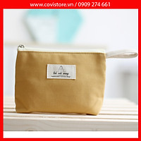 Ví vải canvas phom ngang đựng bút, đồ trang điểm thời trang COVI nhiều màu sắc T23