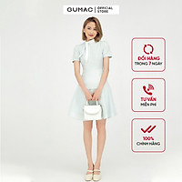 Đầm dáng xòe nữ thiết kế cột nơ phối viền trắng GUMAC DB568