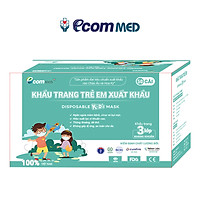 Khẩu Trang Y Tế Trẻ Em EcomMed 3 Lớp Kháng Khuẩn 99% Có in Hoạt Hình (Hộp 50 Cái)