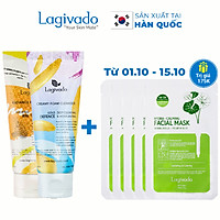 Bộ đôi làm sạch sâu Tẩy tế bào chết Hàn Quốc Lagivado Radiance Peeling 50 ml và sữa rửa mặt Creamy Foam 50ml.