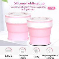 280ML Silicone Folding Cup Silicone Folding Cup Outdoor Creative Water Cup Portable Retractable Cup With Beauty Mirror Silicone Folding Beauty Cup
