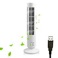 Portable Tower Fan Quiet Bladeless 2 Speed Electric Fan USB Powered Tower Fan Vertical Air Conditioning Fan for Indoor
