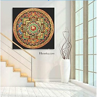 Tranh Canvas treo tường MANDALA thổ cẩm vuông