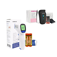 Combo Máy đo nồng độ oxy máu và nhịp tim, chỉ số PI Jumper SPO2 JPD-500D OLED và Nhiệt kế hồng ngoại không tiếp xúc Jumper FR202 (CHỨNG NHẬN FDA HOA KỲ + XUẤT USA)