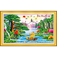 Tranh đính đá Đồng Hồ Thuận Buồm Xuôi Gió Vs034 (85x50) chưa đính