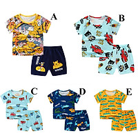2 Pcs/set Children Suit Cotton Summer Cute Cartoon Print Short Sleeve T-shirt + Shorts Suit For 0-4 Years Old