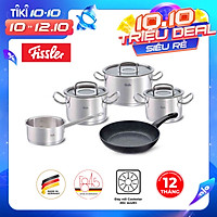 Bộ nồi 4 nồi cao cấp Fissler Original Pro thép không gỉ (inox) và 1 chảo chống dính Stardust, nhập khẩu từ Đức