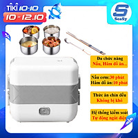 Hộp cơm cắm điện đời mới SeaSy SS27, Hâm nóng, Giữ nhiệt, Nấu chín cơm và thức ăn, 2 tầng nhỏ gọn, 4 bát Innox không gỉ, Tặng kèm bộ Đũa và Thìa, Đa chức năng, Dễ dàng vệ sinh – Hàng chính hãng