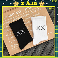 Tất Vớ Nam Nữ Cổ Cao Hoạ Tiết XX Thời Trang Nam Nữ Unisex Style Hàn Quốc - H38 Set 2 Đôi