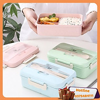 Hộp Đựng Cơm 3 Ngăn Kèm Đũa Thì Inox - Tiện Dụng Cho Dân Văn Phòng - Học Sinh (Giao Hàng Theo Mẫu Ngẫu Nhiên) - Hàng Loại 1