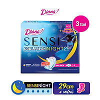 Combo 3 Băng Vệ Sinh Diana Sensi Cool Fresh Ban Đêm 29cm 4 miếng
