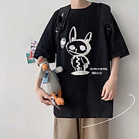 2 Color【M-5XL】Fashion Short Sleeve T-shirt Men Printed Rabbit Pattern Student Couple Short T-shirt Unisex T-shirt Summer New Style Oversize Couple Wear