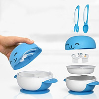 6 Cái/bộ Trẻ Hút Món Ăn Hút Bát Bé Trẻ Em Ăn Tập Đi Dĩa Tập Thìa Tặng Chống Trơn Trượt Bộ Đồ Ăn