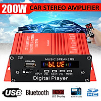200W bluetooth 2.0 Channel Audio Power HiFi Amplifier 12V/220V AV Amp Speaker 15+15W RMS with Remote Control for Car Home