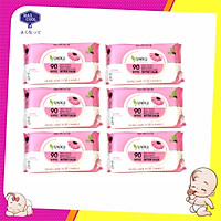 Combo 6 Gói Khăn Ướt Yuniku 90 Tờ Hương Phấn ( 90 Tờ x 6 )