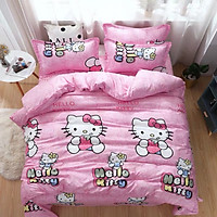 Bộ chăn ga gối cotton LIDACO PL1 - Kitty Hồng (SP001112) - TẶNG VỎ GỐI ÔM