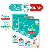 Combo 3 Tã Quần Pampers Giữ Dáng Mới Gói Cực Đại M74/L68/XL62/XXL56 - XL186