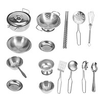 16/18/25 Con Thép Không Gỉ Thu Nhỏ Nấu Ăn Mô Phỏng Bộ Đồ Ăn Giả Mini Trẻ Em Đồ Chơi Nhà Bếp Cho Bé bé Trai Tặng