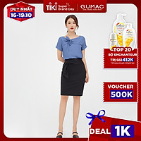 Chân váy nữ phối nơ GUMAC dáng bút chì màu đen thanh lịch VB582