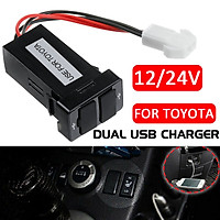 (For Toyota) Waterproof Dual USB Car Charger Double Port Socket Fast Charging Smart Adapter Power Plug With Wiring & Fuse For Phone PAD Camera Car Cleaner Mobile Device DC12V-24V