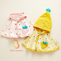 Áo Choàng Chống Nắng, Chống Gió Cho Bé Cánh Dơi Dâu Tây chất dày đẹp,95% cotton cho bé 0-5y Babi mama - A18