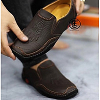Giày lười nam giày mọi nam da bò thật in vân cá sấu siêu đẹp - GLP1