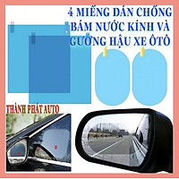 Combo 4 Miếng Dán Chống Bám Nước Gương Chiếu Hậu Và Kính Hông Ô tô, Xe Hơi - Hàng Cao Cấp Chống Bám Nước Tuyệt Đối