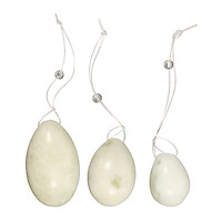 3pcs/set Drilled Natural Jade Fluorite Egg Yoni Pelvic Muscle Exercise Tightening Ball