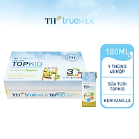 Thùng 48 hộp sữa tươi tiệt trùng TOPKID kem vanilla tự nhiên TH True Milk 180ml (180ml x 48)
