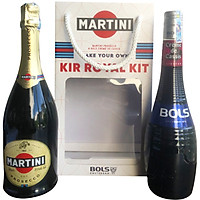 Set Cocktail 01 Vang Nổ Martini Prosecco Sparkling (750ml) 11.5% + 01 Rượu Trái Cây Bols Crème de Cassis (700ml) 17% - Kèm Hộp