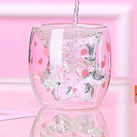 Cute Transparent Cat Paw Glass Mug Double Layer Glass Coffee Tea Cup Household Milk Juice Cup Creative Insulated Glass