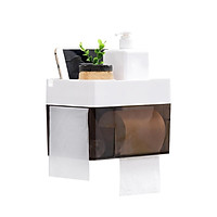 Adhesive Toilet Paper Holder No Drilling Waterproof Wall Mounted Tissue Dispenser Compatible with Roll Paper V/ N Folded