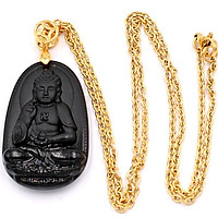 Vòng cổ Phật A Di Đà thạch anh đen 3.6 cm DIVTEB7 - Hộ mệnh cho người tuổi Tuất, Hợi - Đem lại may mắn, thuận lợi trong công việc - Dây đeo inox