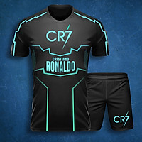 Áo Bóng Đá Độc Lạ Đẹp - Áo Đấu CR7 Đen Sọc Xanh