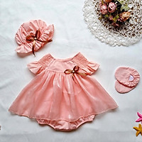 Body váy cánh én hồng cho bé đầy tháng, thôi nôi