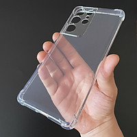 Ốp lưng silicon trong suốt chống sốc 4 cạnh cao cấp cho Samsung Galaxy S21 Ultra (khoét riêng mắt camera)
