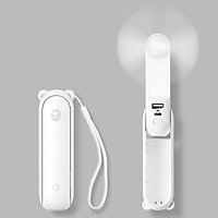 Quạt mini cầm tay Jisulife F8 đa năng hình gấu Bear- Kiêm đèn pin, sạc dự phòng tiện dụng - Không gây ồn – Có thể gấp gọn không dây - Cổng USB sạc nhanh 3 giờ - Hoạt động 24 giờ bền bỉ - Hàng chính hãng