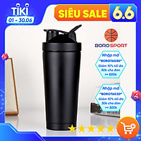 Bình Nước Giữ Nhiệt Thể Thao Whey Shaker Tập Gym Có Tặng kèm Lò Xo lắc Chất Liệu Inox 304 CLEACCO - Hàng chính hãng