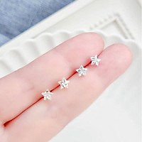 Bông tai bạc hình ngôi sao - Nụ sao đá - HP00015