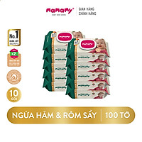 Combo 10 gói khăn ướt Mamamy 100 tờ/ gói có nắp không mùi an toàn cho bé