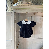 Bộ AnneShirley suit Rinakara trơn đen cổ sen dành cho bé gái phong cách điệu đà, nội địa Hàn Quốc