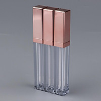 Pack of 3 Empty Lip Gloss Containers | Clear Body & Golden Lid | Makeup Brush Tip Applicator Wand for DIY Cosmetics Reusable and Refillable